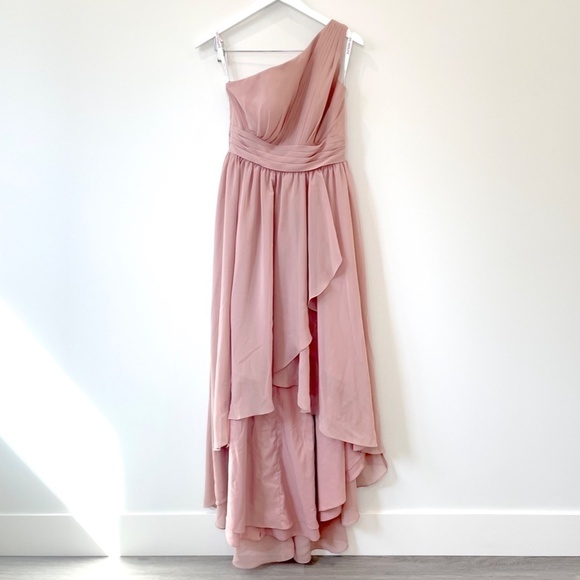 A-Line One-Shoulder Asymmetrical Bridesmaid Dress - Picture 3 of 11